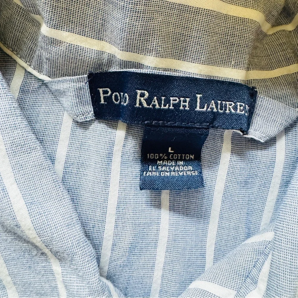 Polo by Ralph Lauren Blue Striped Men's Long Sleeve Pajama Top Size L